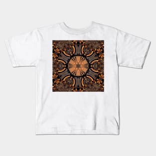 GOLDEN BROWN Leather-bound BOOK KALEIDOSCOPE DESIGN and PATTERN Kids T-Shirt